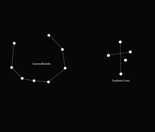 Corona Borealis and the Southern Cross